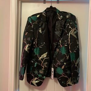 Satin lapel print blazer